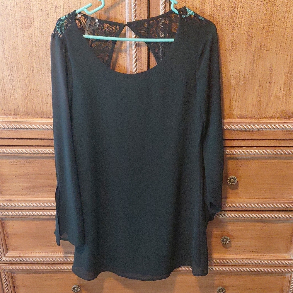 Speechless Black Top with Lace Accents